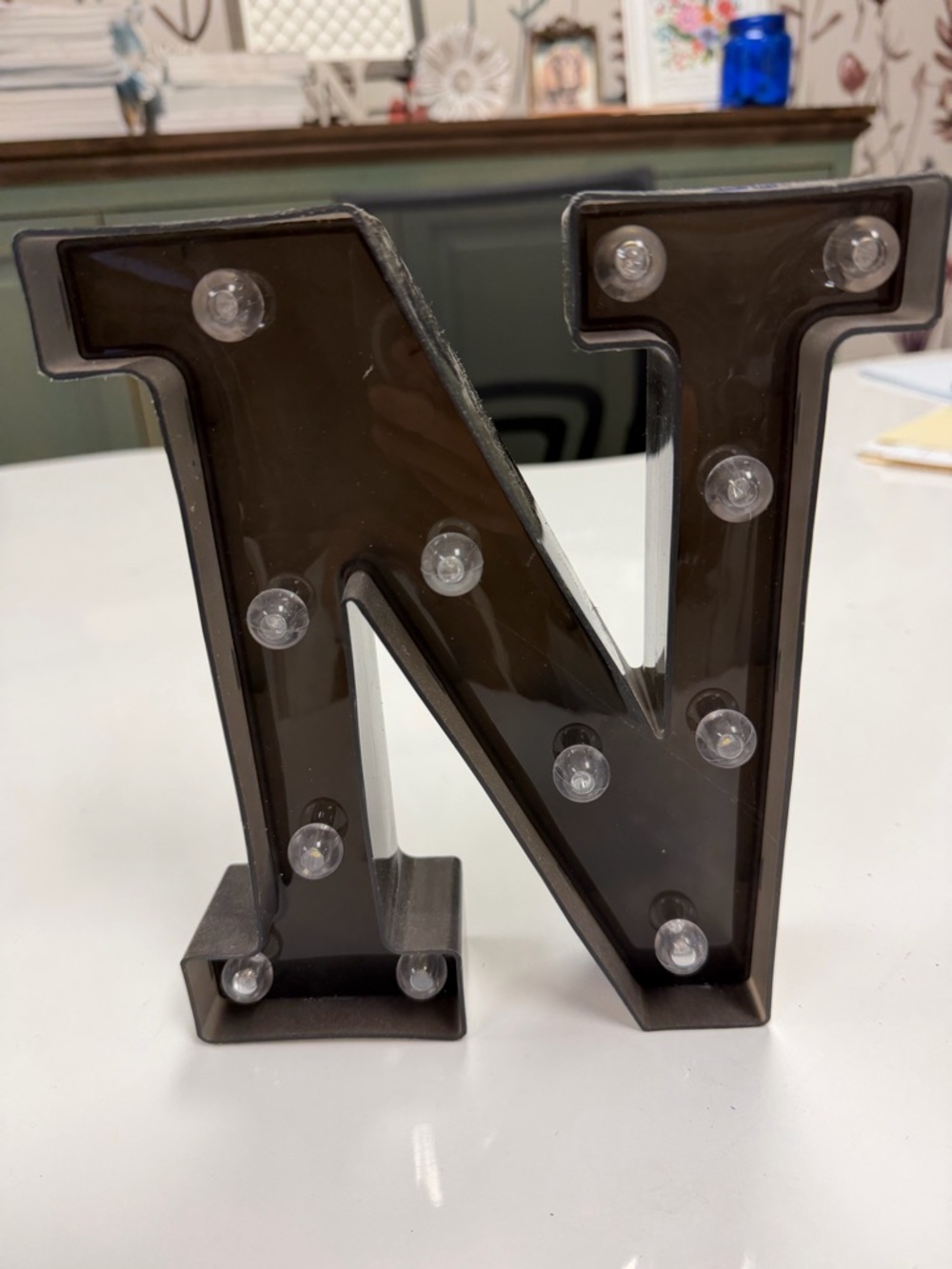 Light-Up Marquee Letter N in Smoky Black